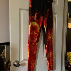 Fiery Skull Print Women's Leggings